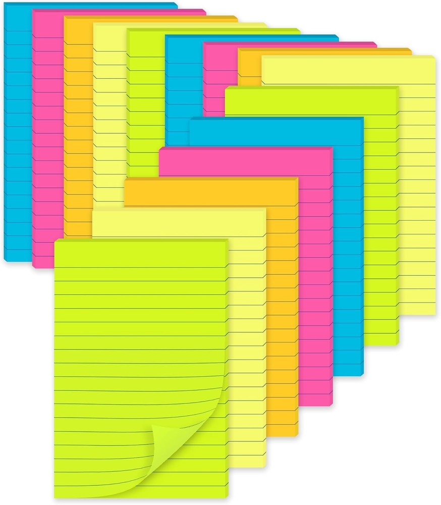 Lined Stiy Notes in Post, Lar Stiy Pads with Lines Self-Sti Note