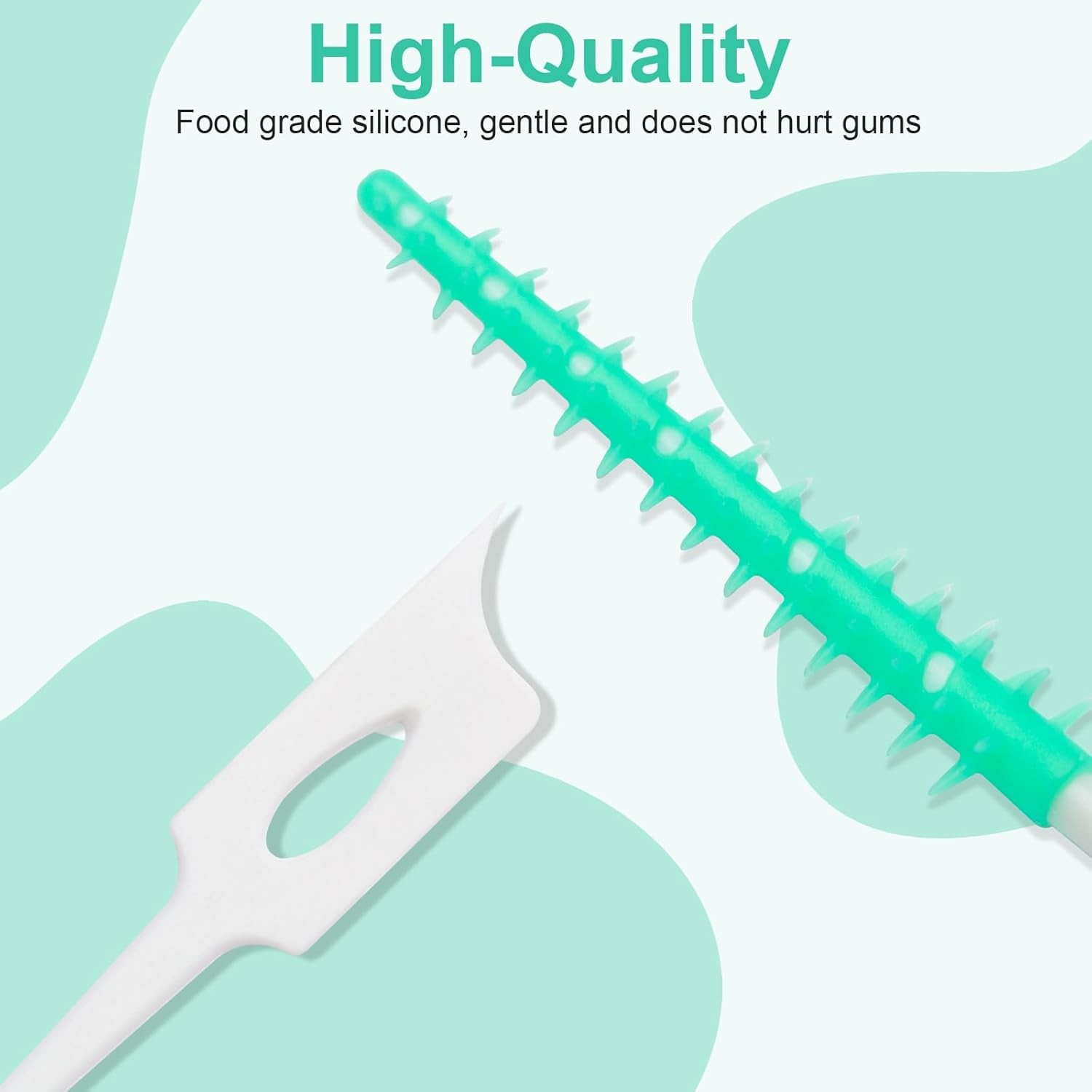 Dental Floss Picks, 200 Count, Soft Rubber Brush Head, Interdental Brushes