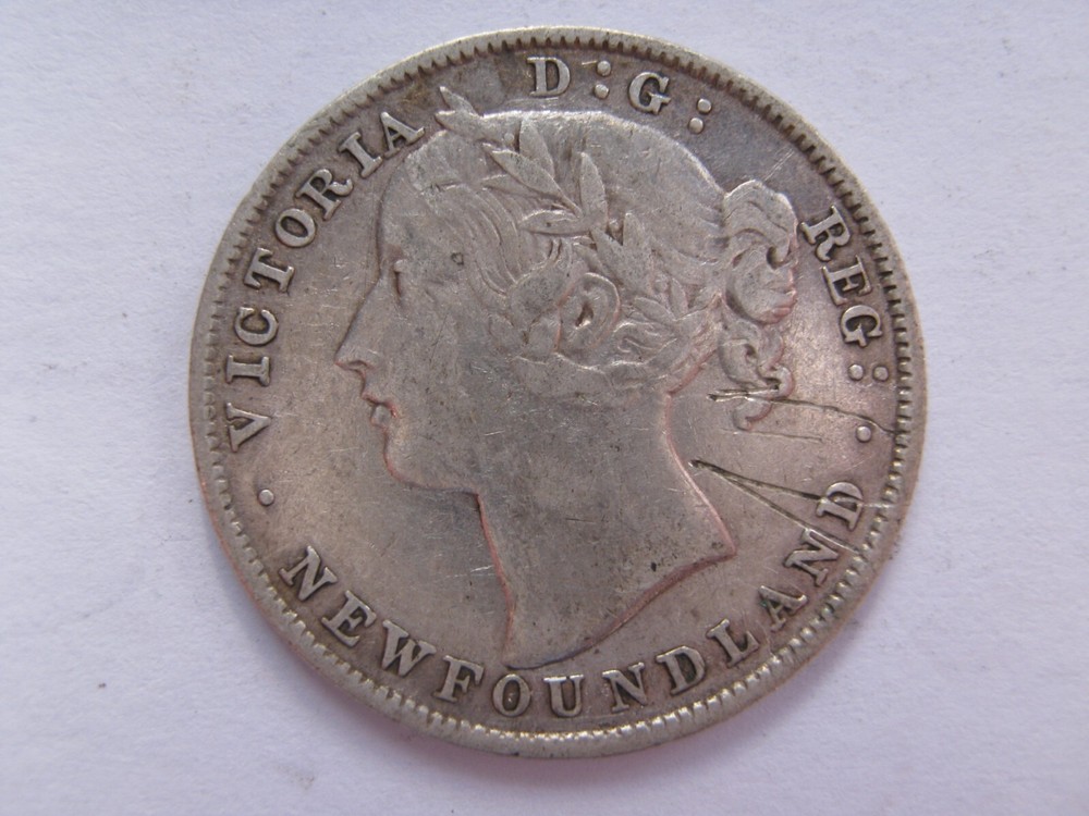 Canada 1896 Newfoundland silver 20 Cents GF cleaned obv gouges