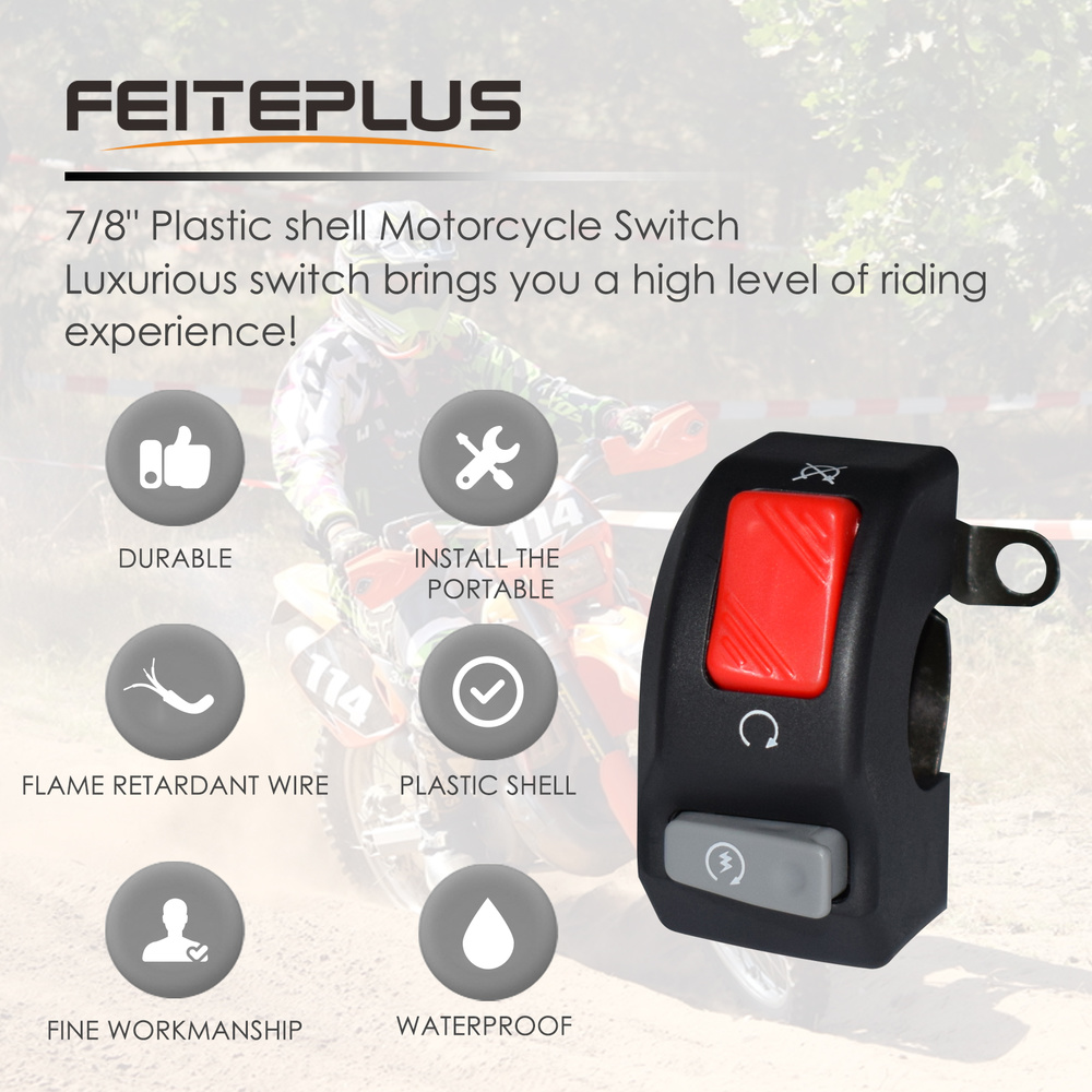 12V 7/8" Motorcycle Handlebar Fog Headlight Horn Start Kill Switch ON OFF Button