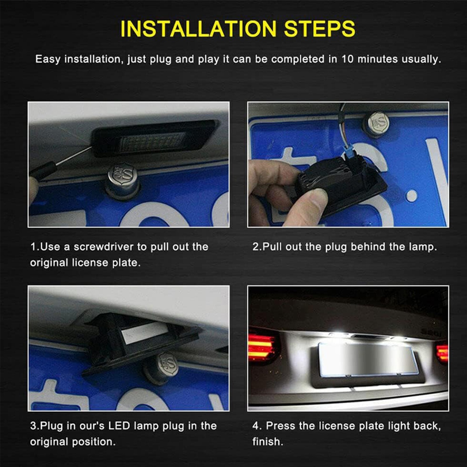 2x LED License Plate Light Tag Lamp Assembly White Canbus For BMW X1 X3 X4 X5 X6