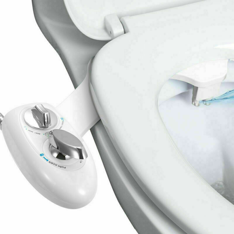 Bidet Fresh Water Spray Kit Non Electric Toilet Seat Attachment with Dual Nozzle