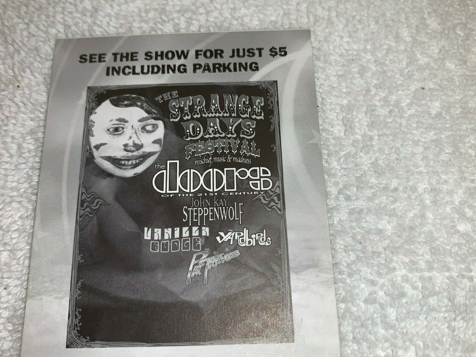 THE DOORS STEPPENWOLF YARDBIRDS PAT TRAVERS UNUSED CONCERT TICKET STRANGE