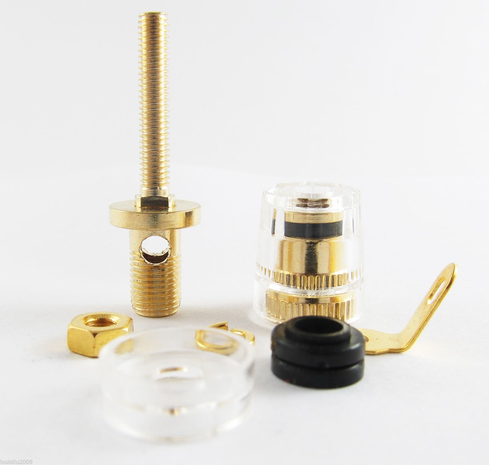 8pcs Banana Jack Long Thread Small Binding Post Copper Gold Audio Speaker 4mm