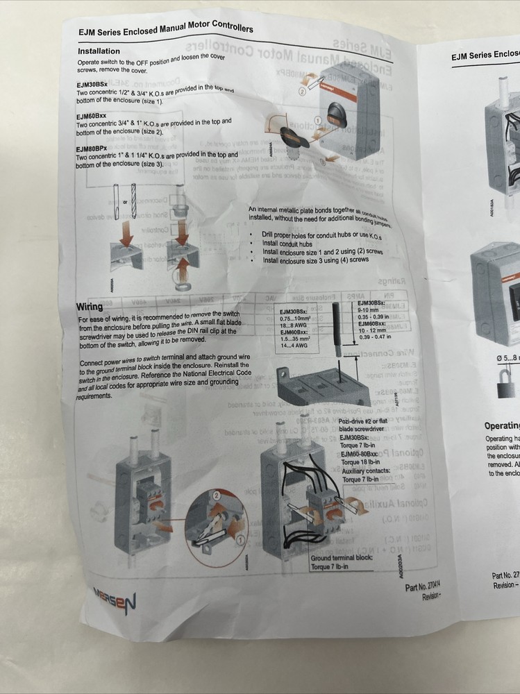 Mersen Enclosed Disconnect Switch EJM30BS0 40A 600V NEMA 4x, 12