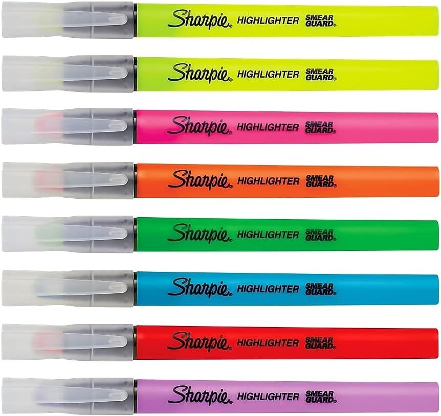 Sharpie Clear View Highlighter Sticks, Chisel 8 Count (Pack of 1), Assorted