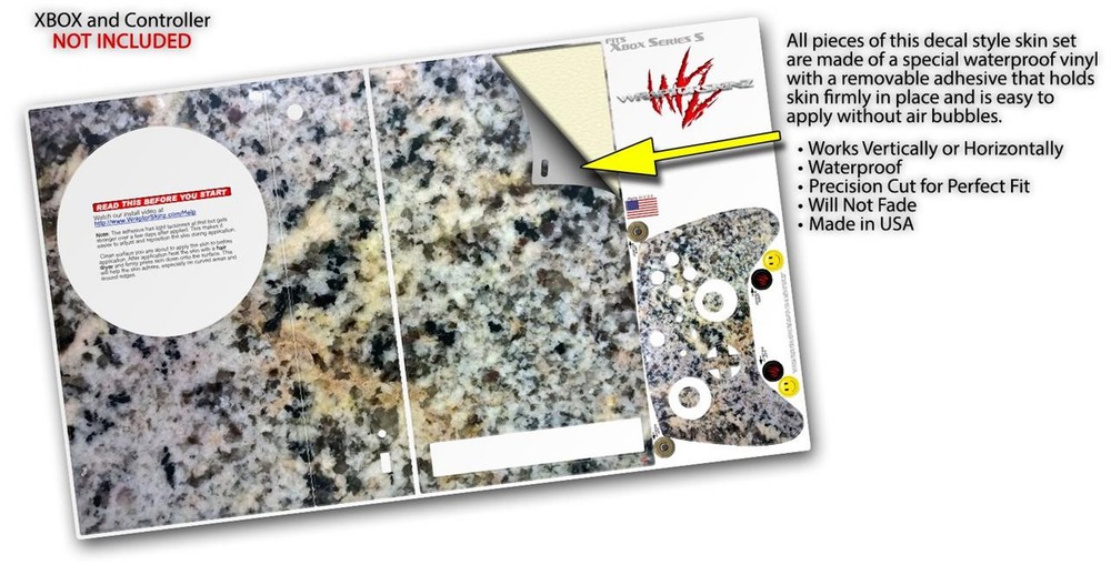Skin Wrap for XBOX Series S Console Controller Marble Granite 01 Speckled