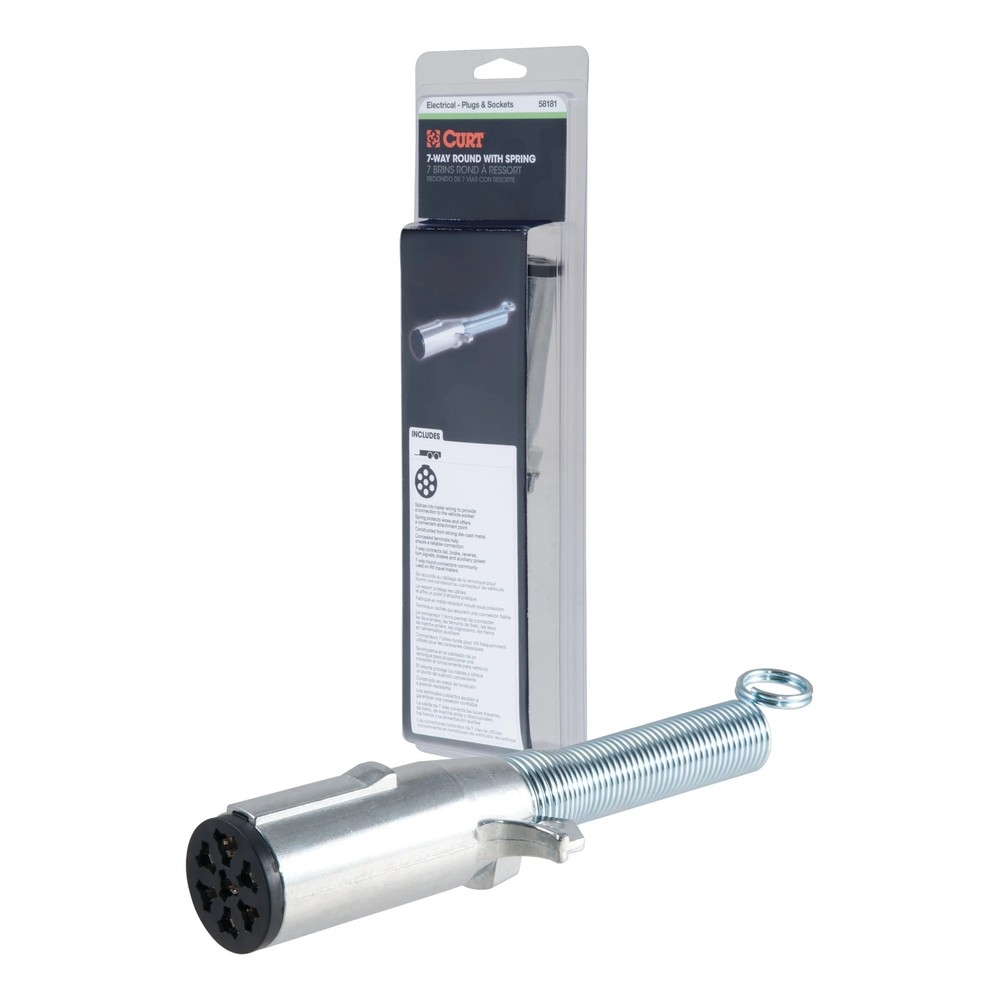Curt-7-Way Round Connector Plug with Spring (Trailer Side, Packaged)