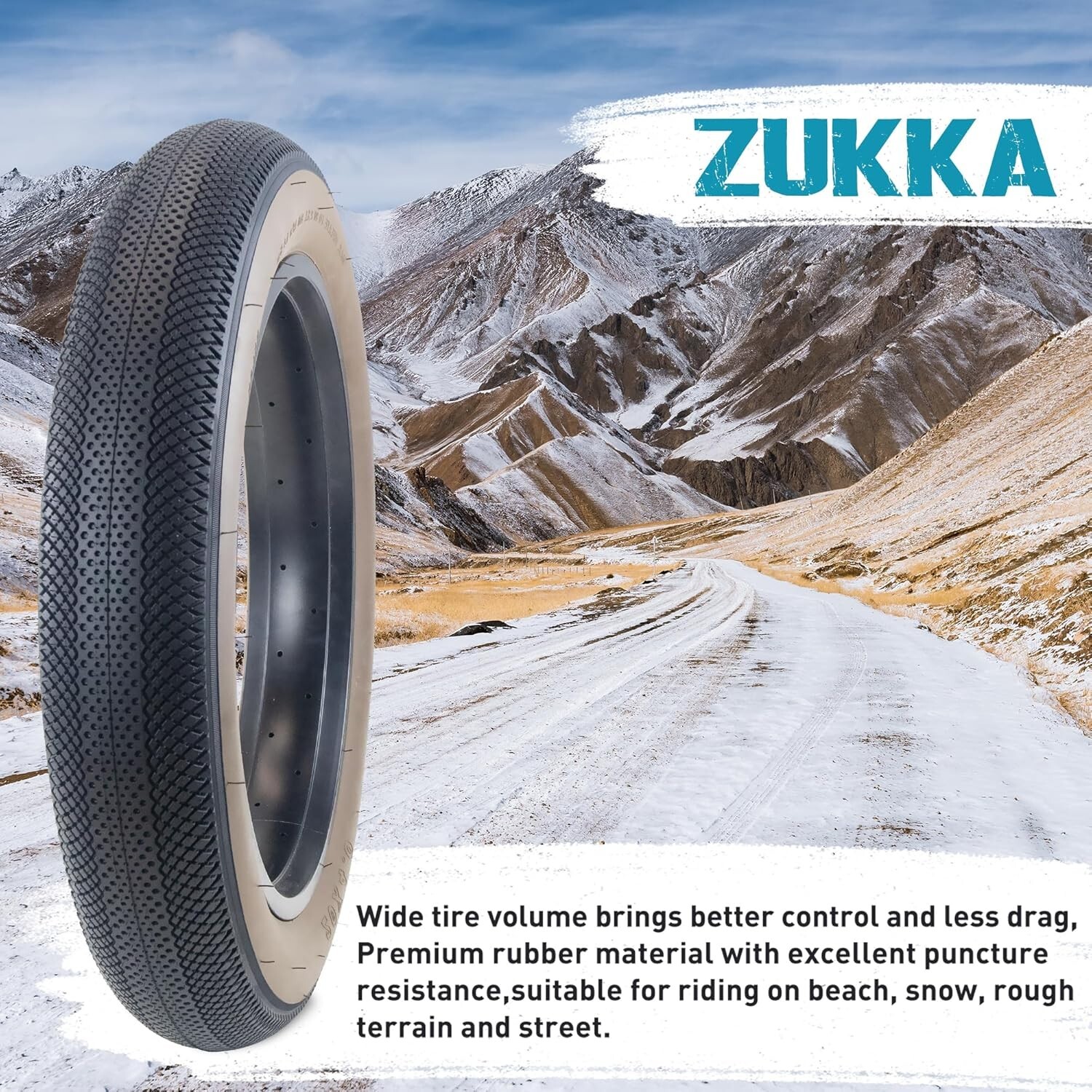 2 PCS 26" Heavy Duty Fat E-Bike Tires 26x 4.0 and Heavy Duty Bike Tubes,Brown