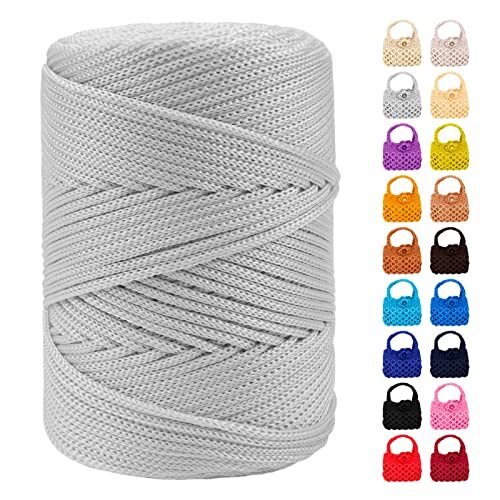 Polyester Macrame Cord Braided Macrame Cord 3mm x 185yards Light White Gray