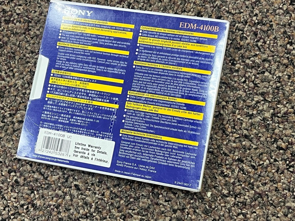 NEW Sony EDM-4100B 4.1GB 5.25 MO OPTICAL DISK