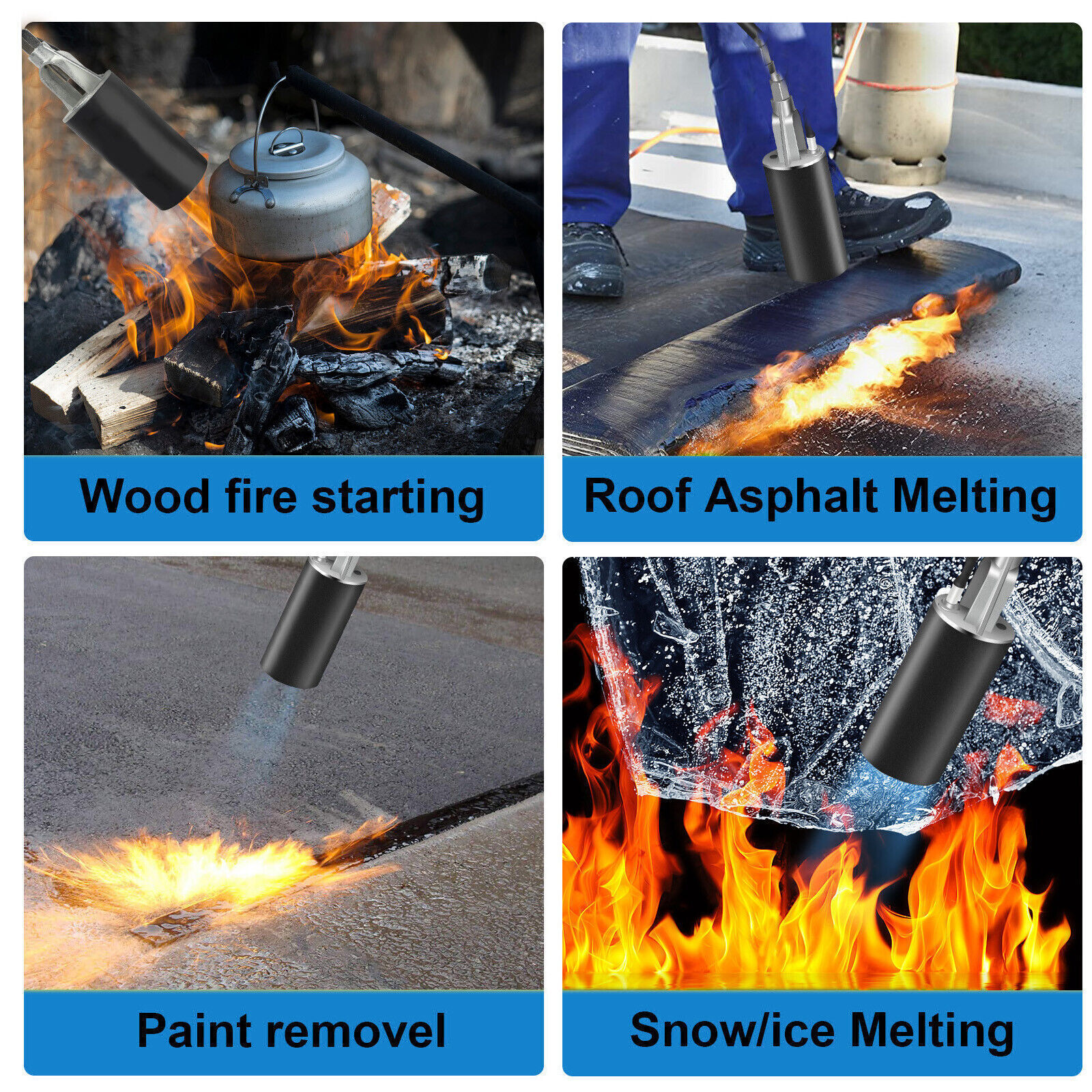 Portable Propane Torch Weed Burner Ice Snow Melter Outdoor Flame Thrower w/ Hose