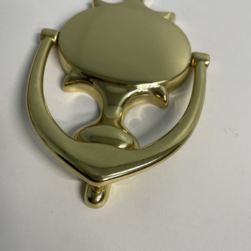 QCAA Solid Brass Door Knocker 7", Polished Brass 1 Pack Open Package