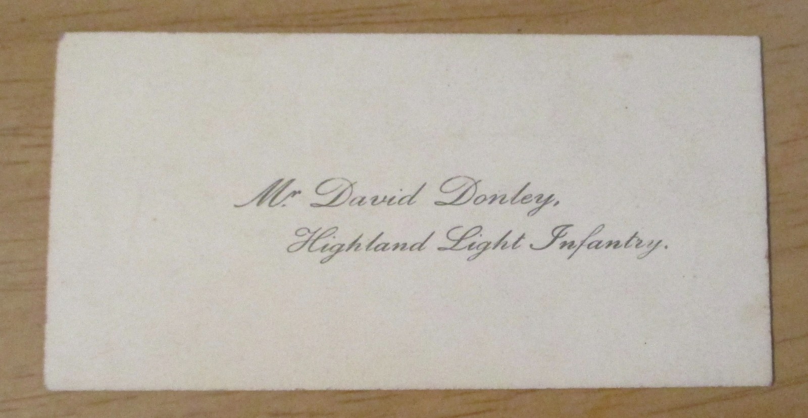 VTG WWI Era Scottish CALLING Card~DAVID DONLEY~Highland Light Infantry~BRITISH~