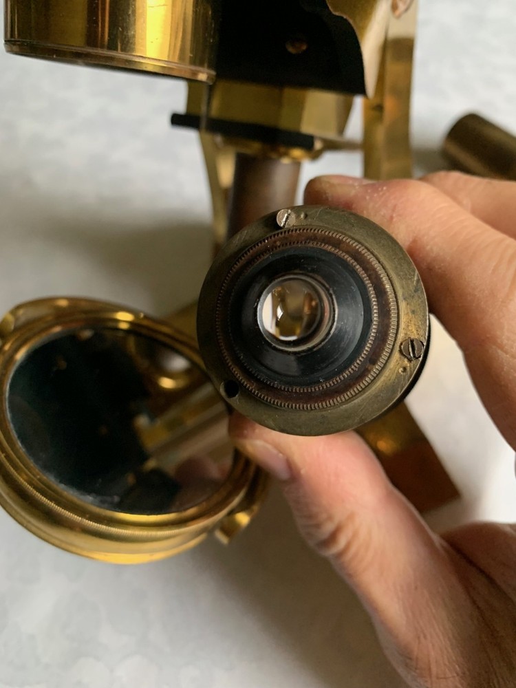 Large Antique C. Baker No. 2 - Compound Bar-limb Brass Microscope - circa 1860