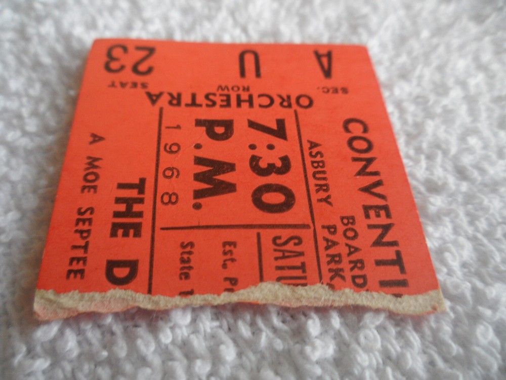 THE DOORS Original__1968__CONCERT TICKET STUB__Asbury Park__NM-