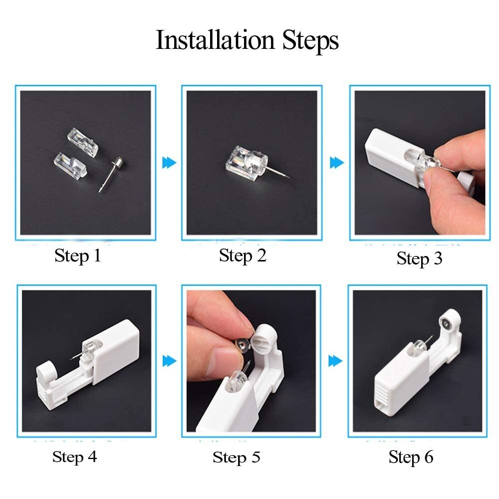2 Pack Self Ear Piercing Gun Earring,Disposable Piercing Kit No Pain Easy Use Ea