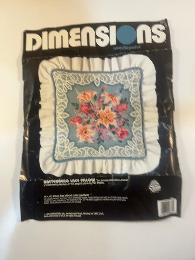 Dimensions Needlepoint Kit #2380 "Battenberg Lace Pillow" - Started