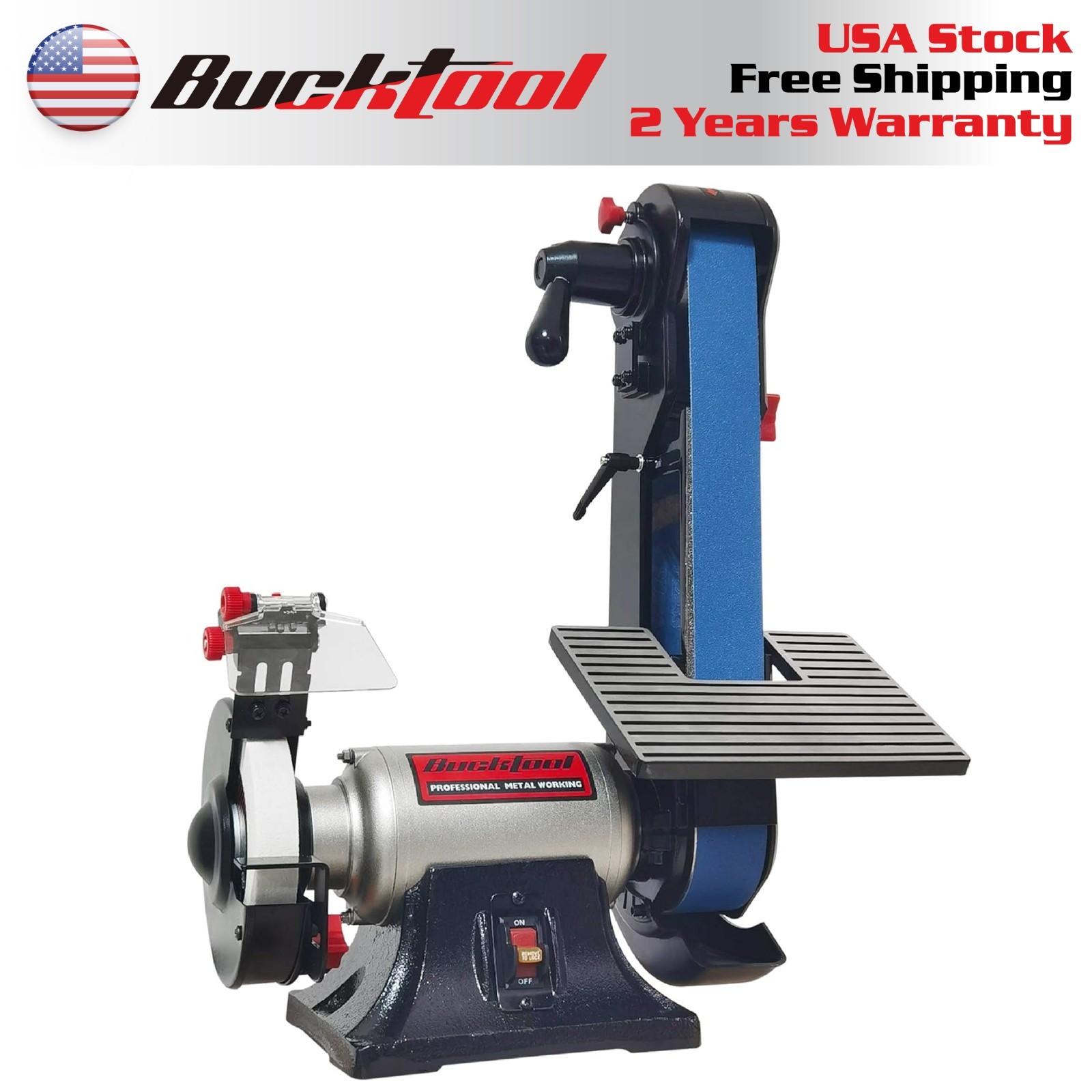 Bucktool Combo 2" x 42" Belt Sander 6" Bench Grinder, Knife Sharpener BG2600