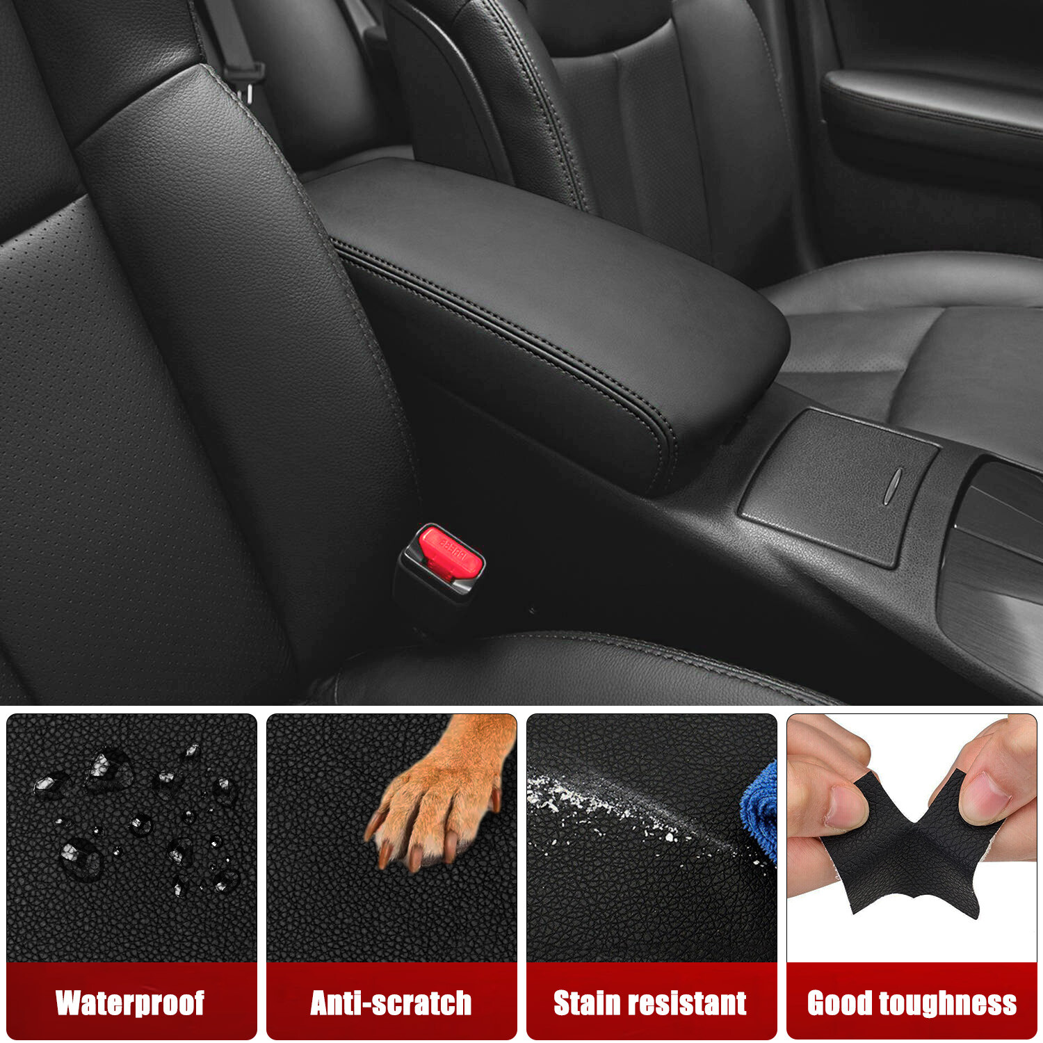 Fits 2013-2018 Nissan Altima Leather Console Lid Armrest Replacement Cover Black