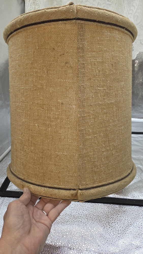 Vintage 1950's Burlap Drum Lamp Shade