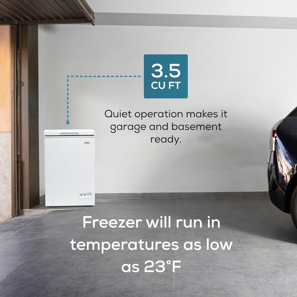 Upright Deep Freezer 3.5 Cu Ft Low Noise White