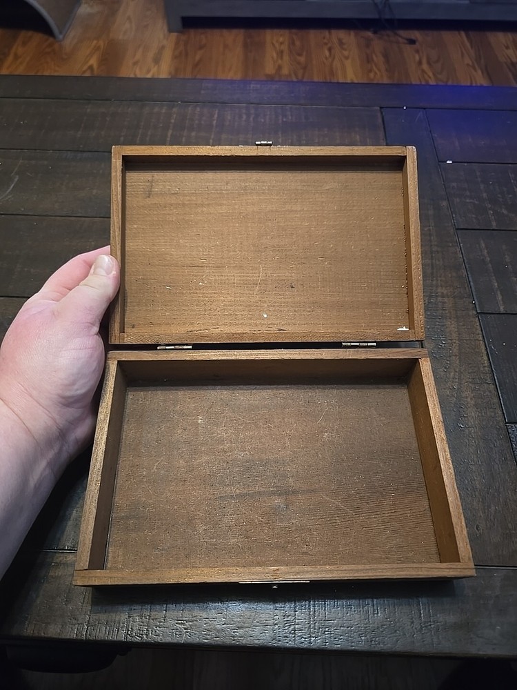 Kingsley Machine Empty Small Parts Wooden Box, Empty Hinged