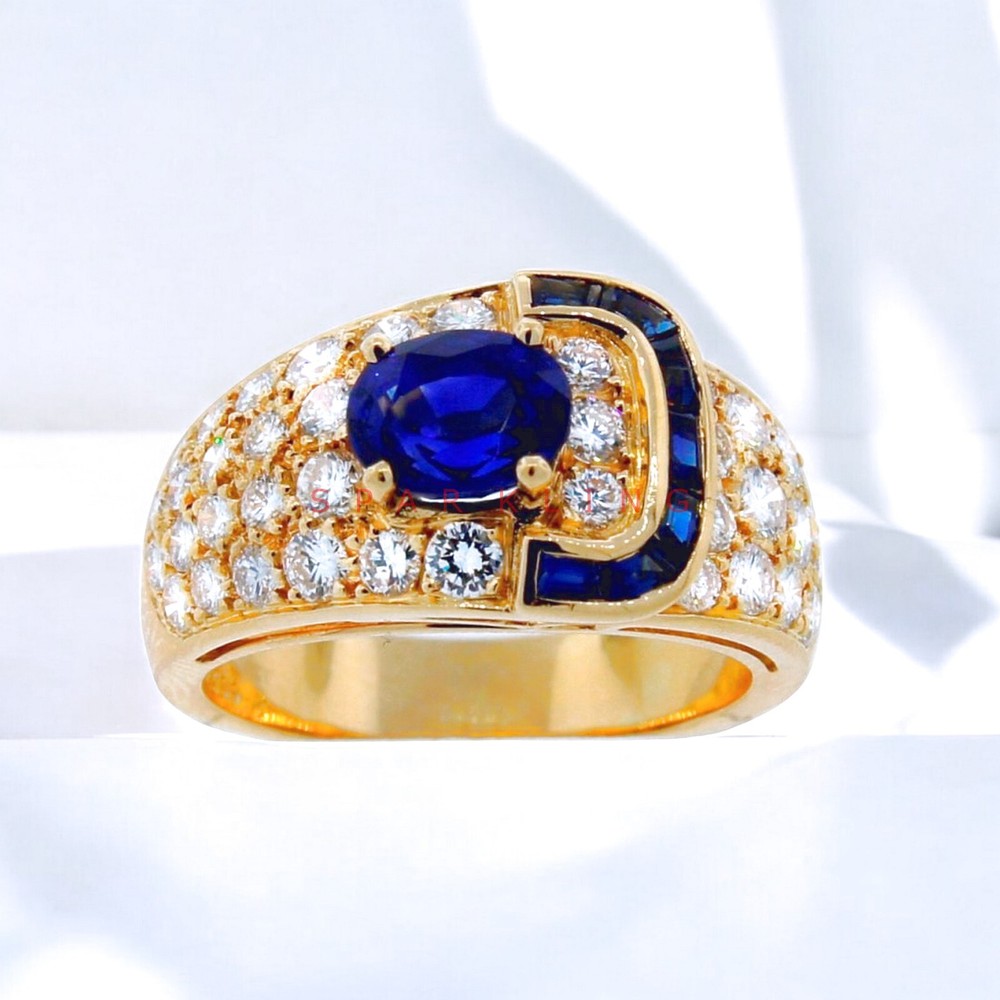 Blue Sapphire Oval Cut With 14K Solid   Gold  Ring For Men#E480
