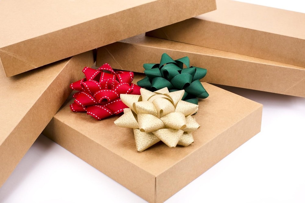 Medium Gift Boxes with Lids (5 Shirt Boxes, Kraft) for Brown
