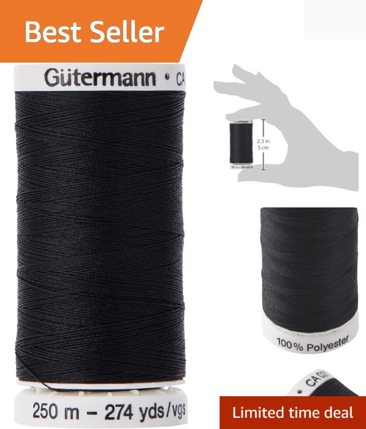 Versatile 250m Black Polyester Sew-All Thread - Perfect for Hand and Machine Use
