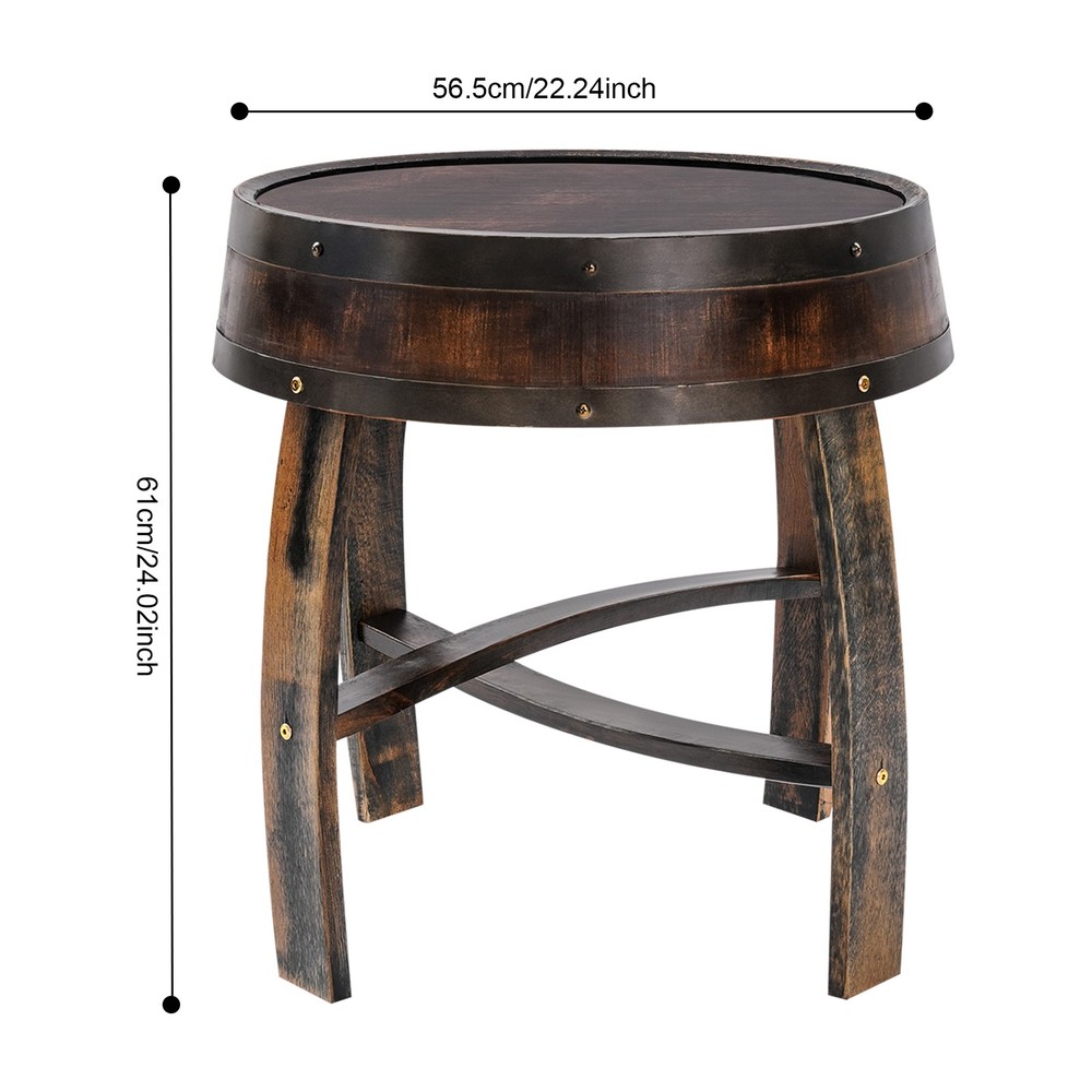 Solid Wood Round Barrel-style End Table Home Tea/coffee Table Wine Side Table