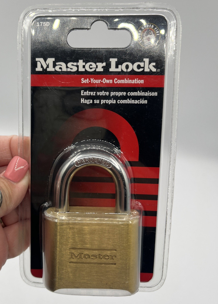 Master Lock Resettable Combination Padlock 2" wide Brass 175D NEW