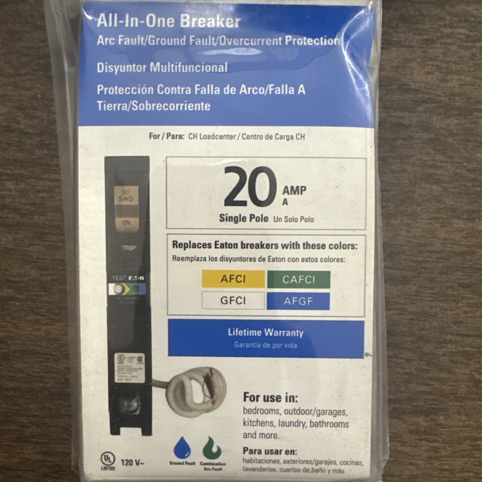 Eaton 20 Amp CUTLER HAMMER All in One AF/GF CH Breaker CHFN120A1CS