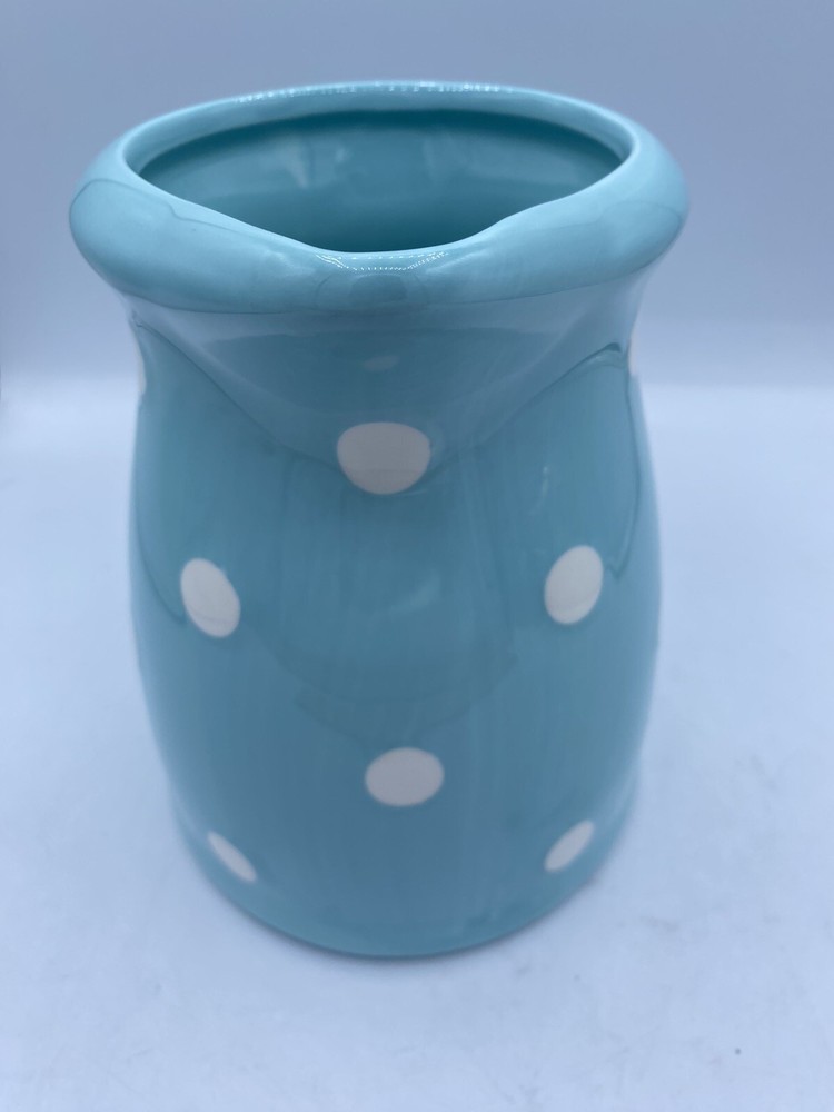 Grace's Pantry Ceramic Pitcher Turquoise Polka Dots Small NEW