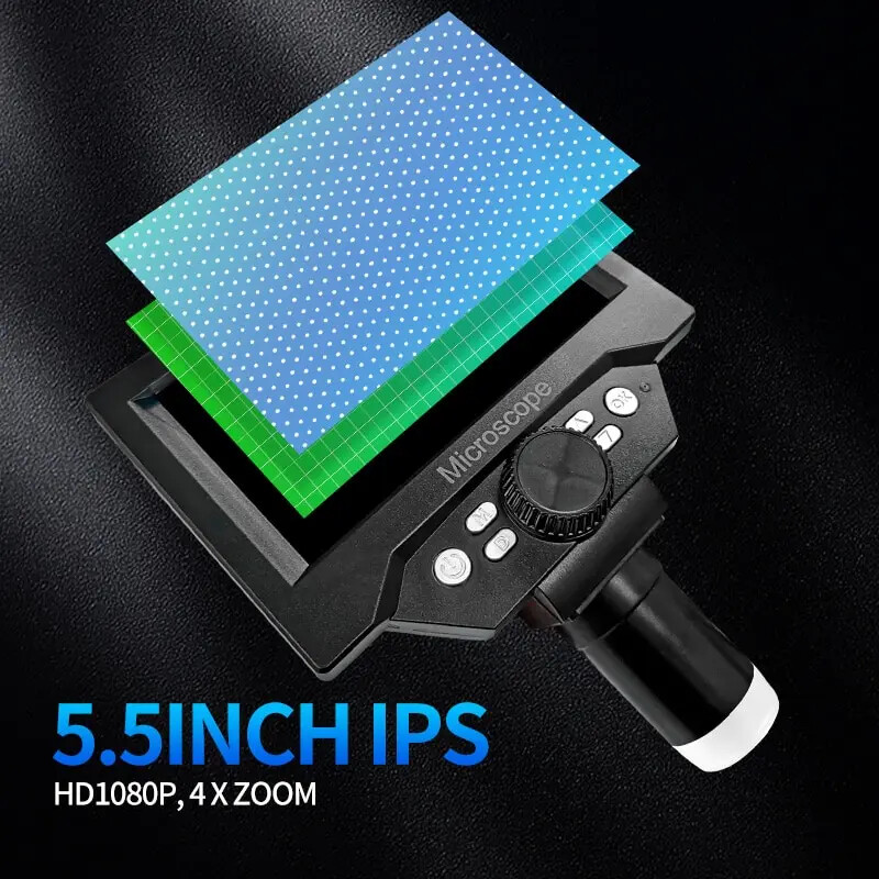 5.5" LCD Digital Microscope 1000X 1080P Coin Microscope Magnifier with Stand