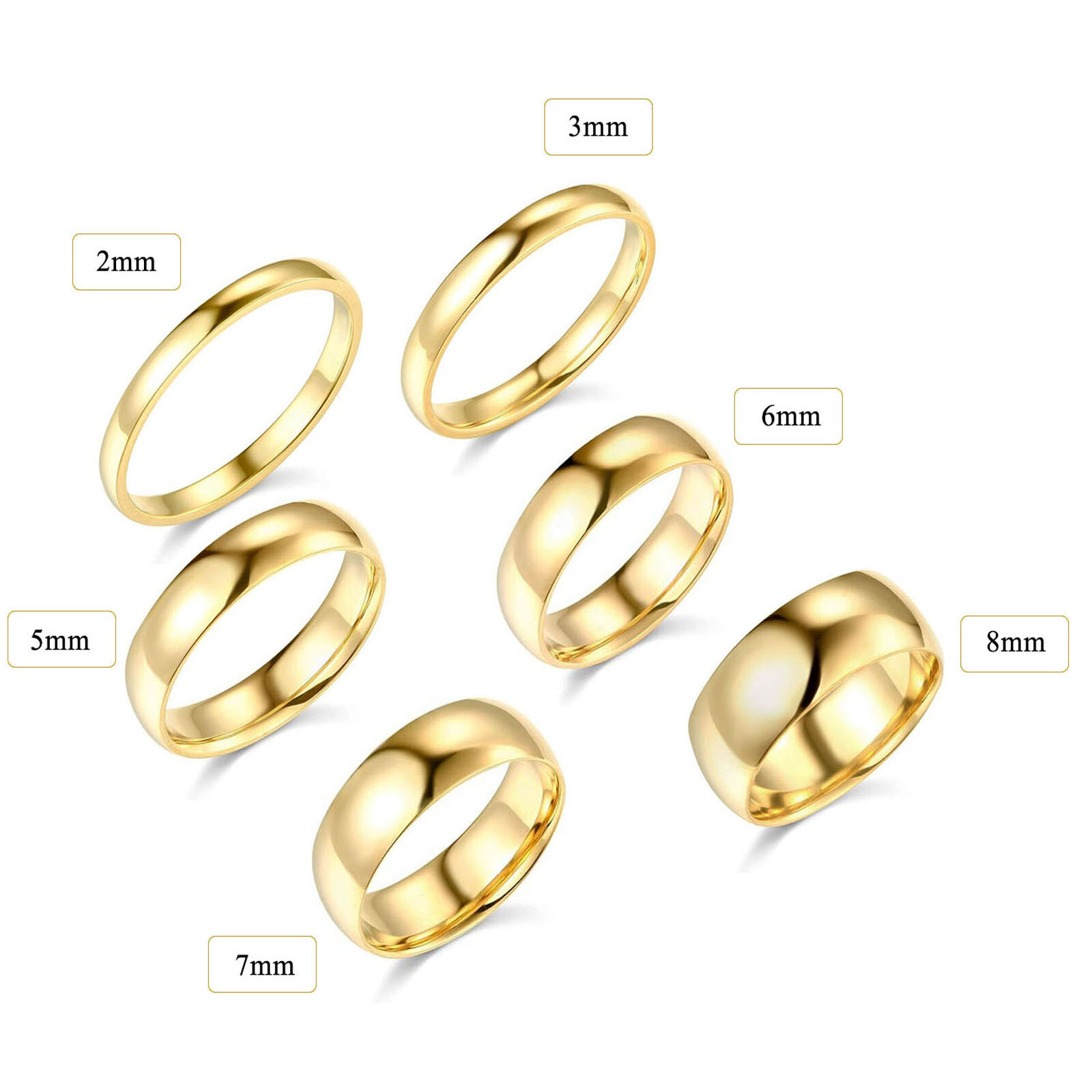 14k Solid Yellow White Gold 2mm 3mm 5mm 6mm 7mm 8mm Fit Engagement Wedding Band