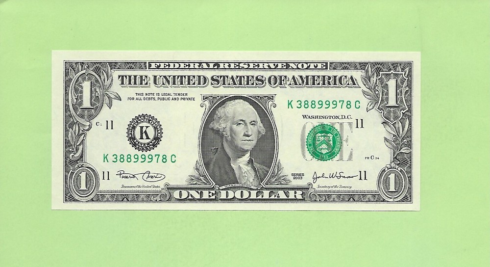 2003 ..UNCIRC $1  K 3889 9978 C  .... 2003  $1  K-C      NICE NOTE      FRN
