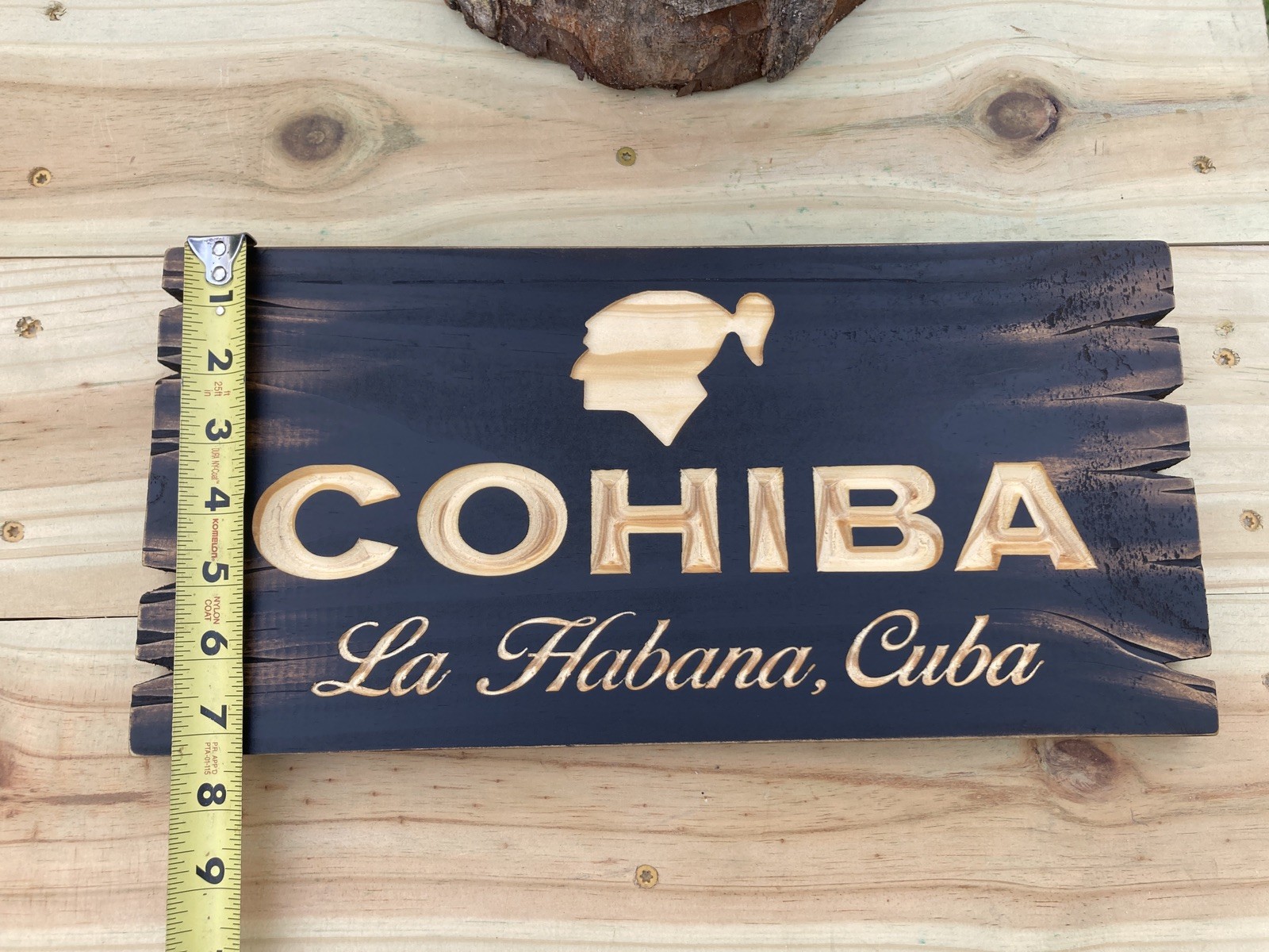 Cohiba Cigar Lounge Whiskey Bar Bourbon Wood Sign Carved Tavern Antique Look