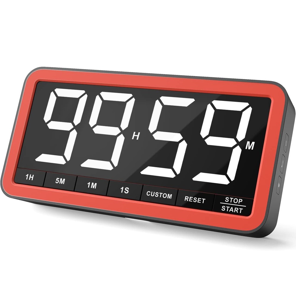 Digital Kitchen Timer with 7.8” Extra Large Display, Magnetic LED, with 3 Bri...