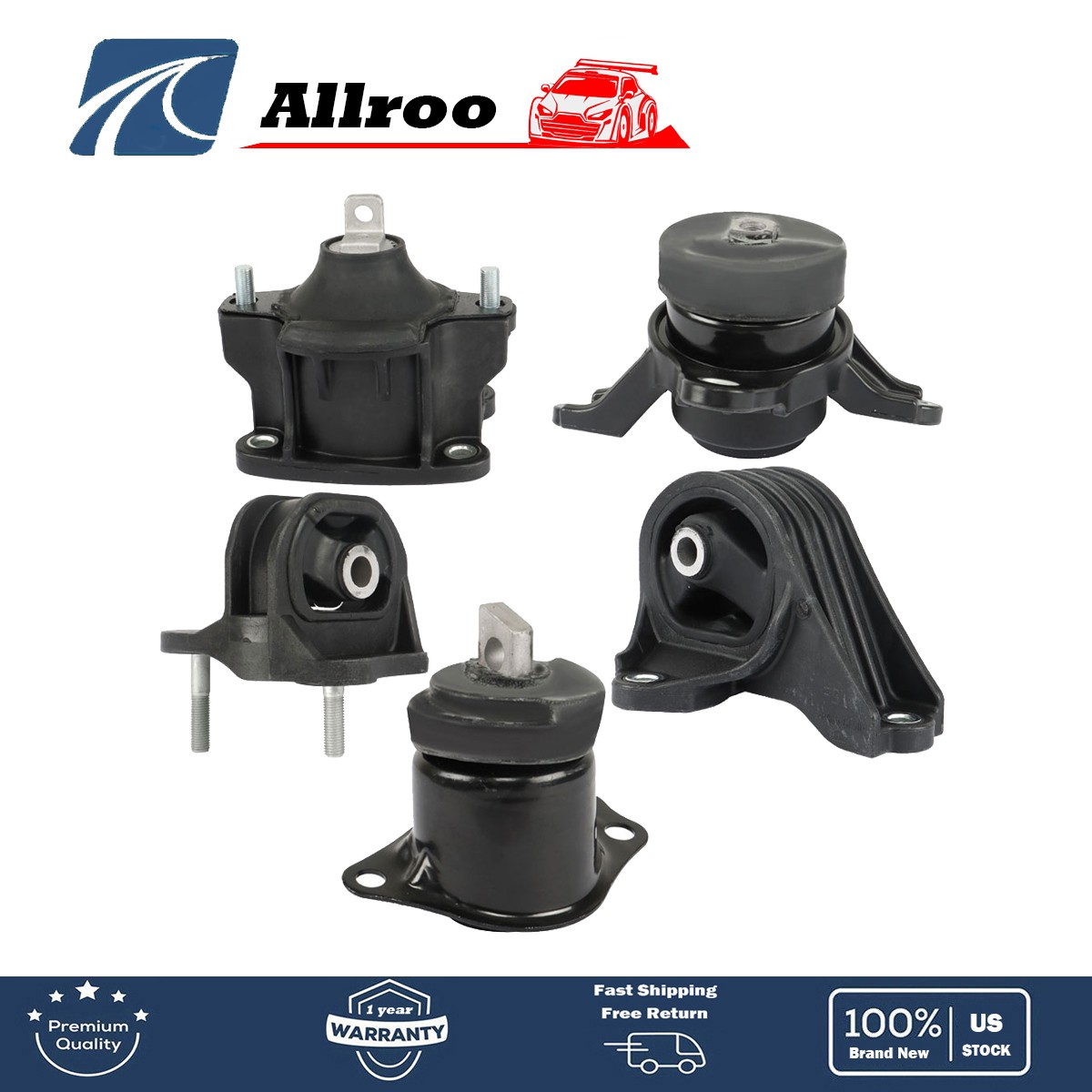 For Honda Accord 2.4L Auto Trans 2013-2017 5PCS Engine Motor & Trans Mount Kit