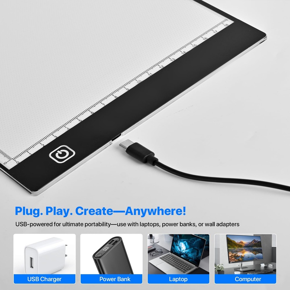 A4 LED Light Box for Tracing and Drawing - Ultra Thin Adjustable Light Table