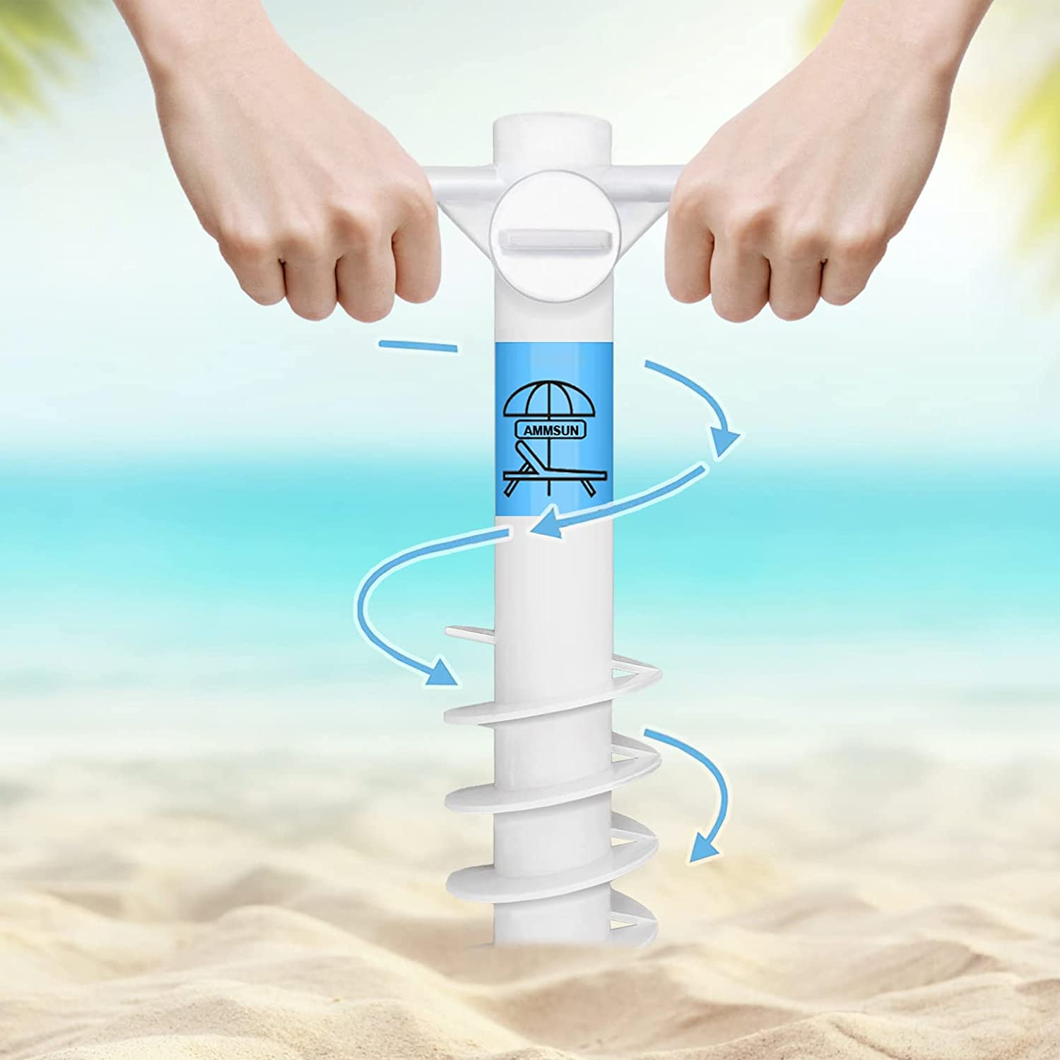 Beach Umbrella Sand Anchor Heavy Duty, Outdoor Umbrellas Base with 5 Spiral S...