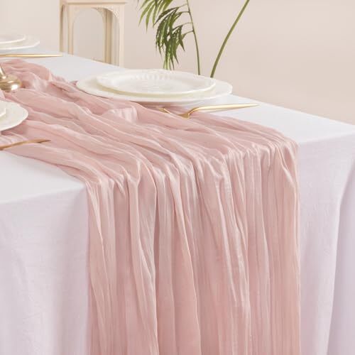 Pink Table Runner Spring Easter Cheesecloth Table Runner 10ft x 1pc Dusty Pink