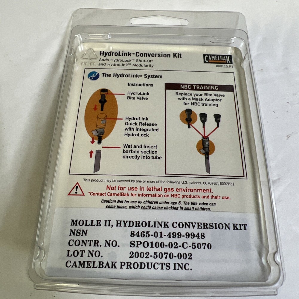 CAMELBAK HYDROLINK Conversion Kit Hydration Adapter Bite QUICK CONNECT COUPLING