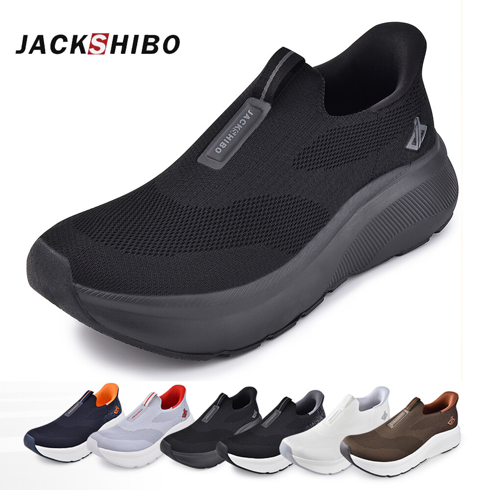 JACKSHIBO Mens Wide Toe Box Shoes Free up Hands Arch Support Orthopedic Sneakers