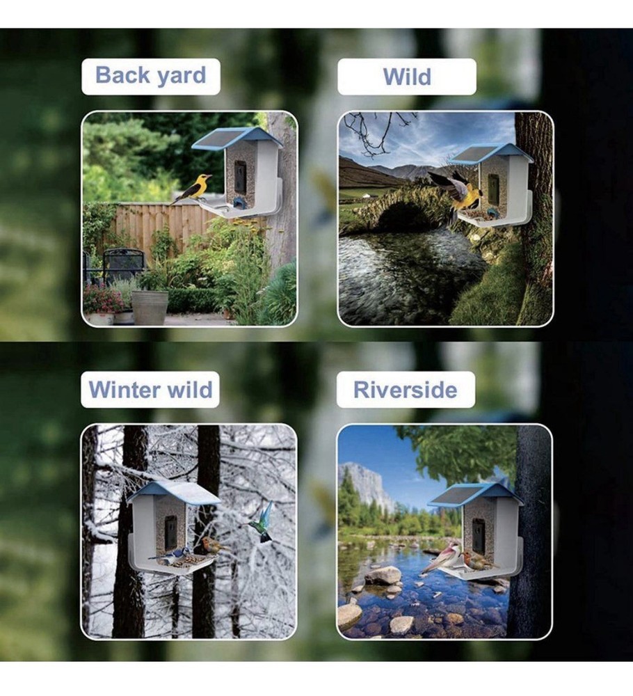 Smart Bird Feeder, Camera Solar Powered, HD Camera Auto Capture Bird