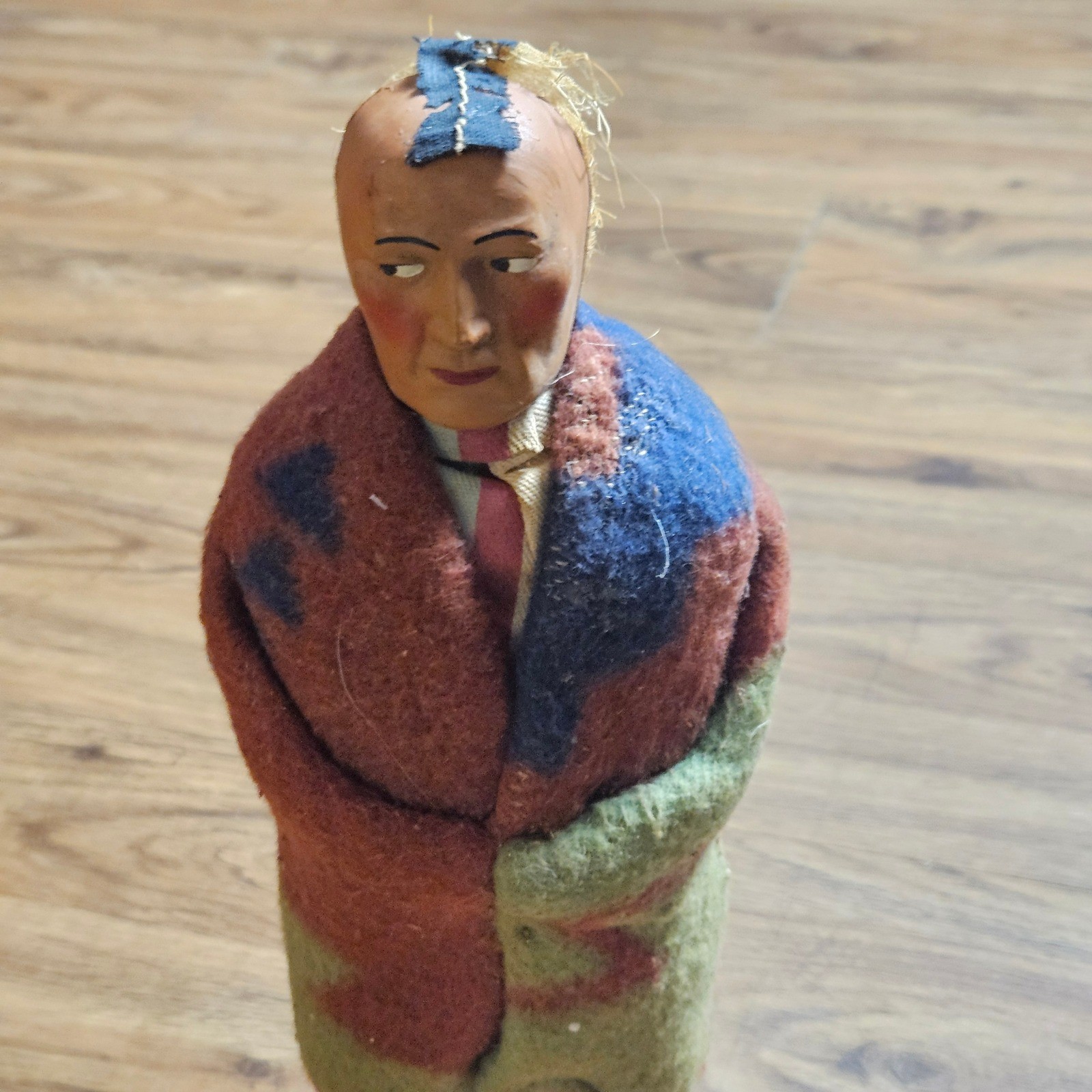 Vintage Skookum Native American Doll 12" Blanket Wrapped Wood Southwestern