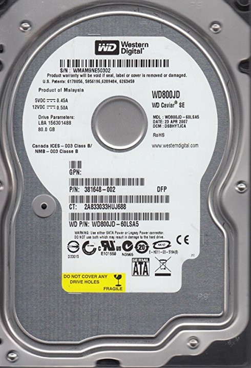 Hard Drive 80GB Tested Working