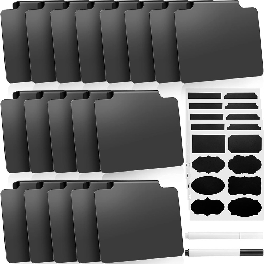 25 Pieces Basket Labels Clips Removable Bin Tags Includes 18 Kitchen Bin Labe...