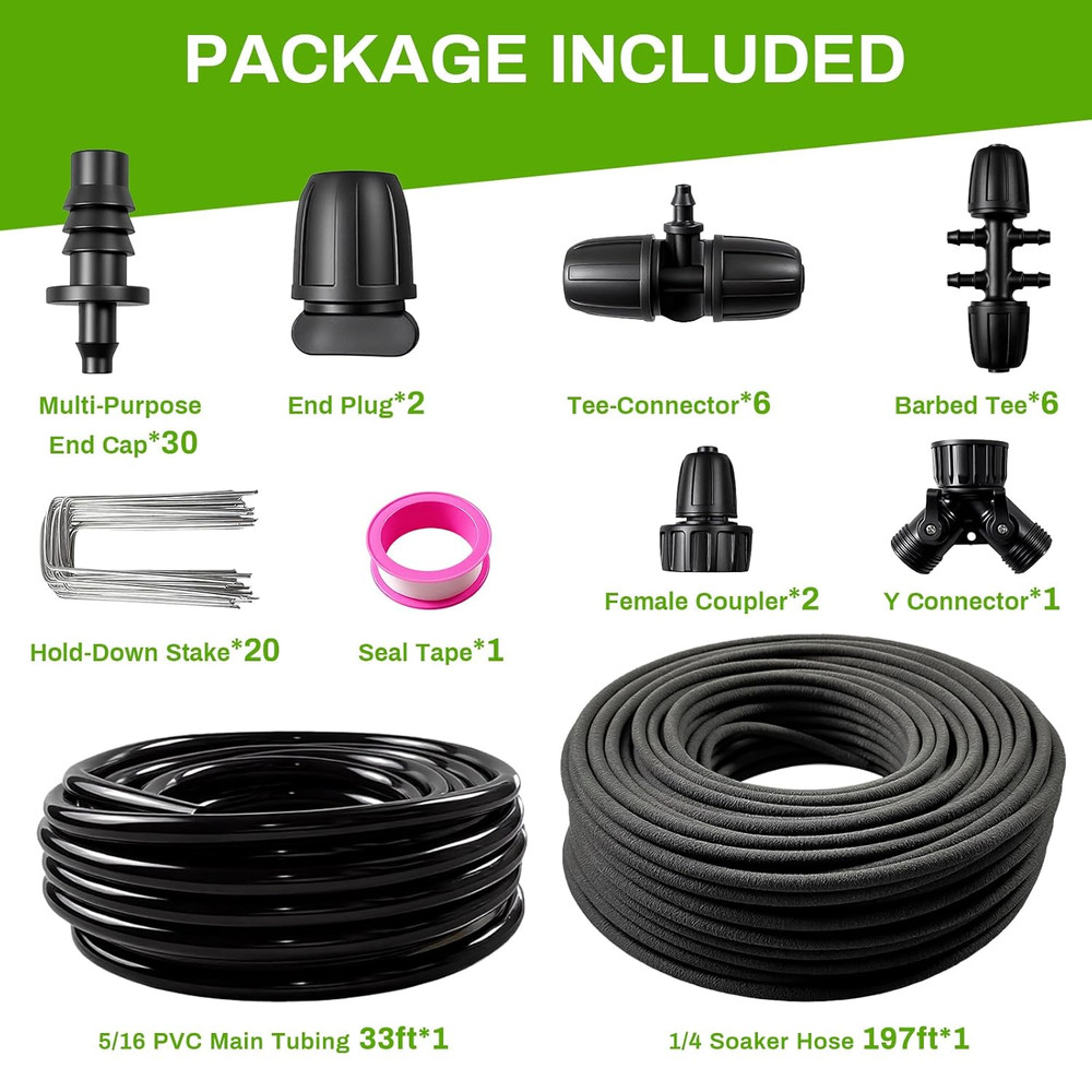 Efficient 230FT Drip Irrigation System - Save 70% Water for Your Garden